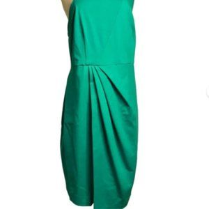 Rebel Wilson Sz 1X Asymmetrical Spliced Strap Dress Wrap Skirt Pleated Jade NEW